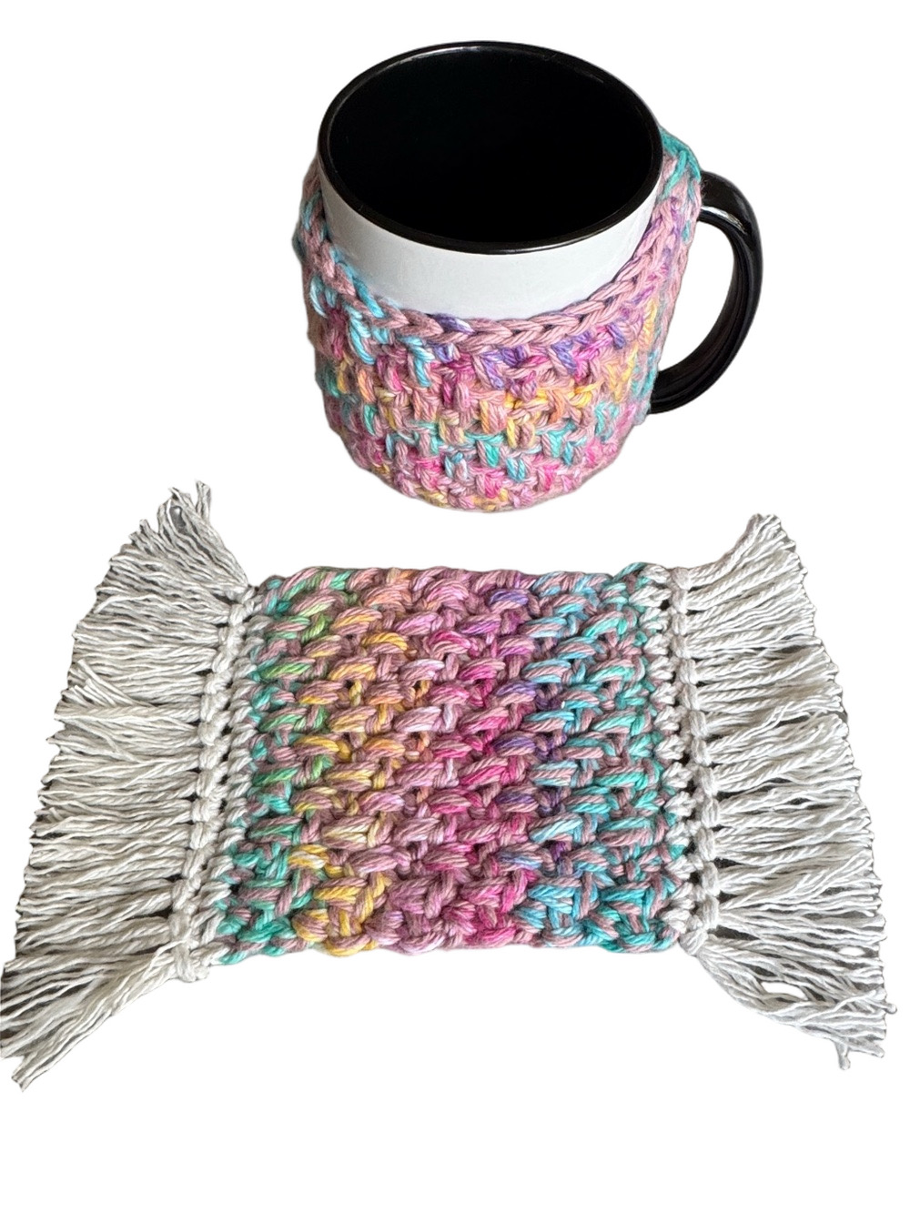 Crochet Mug Warmer and Coaster Mug Rug - 100% Cotton Great Gift! 💝